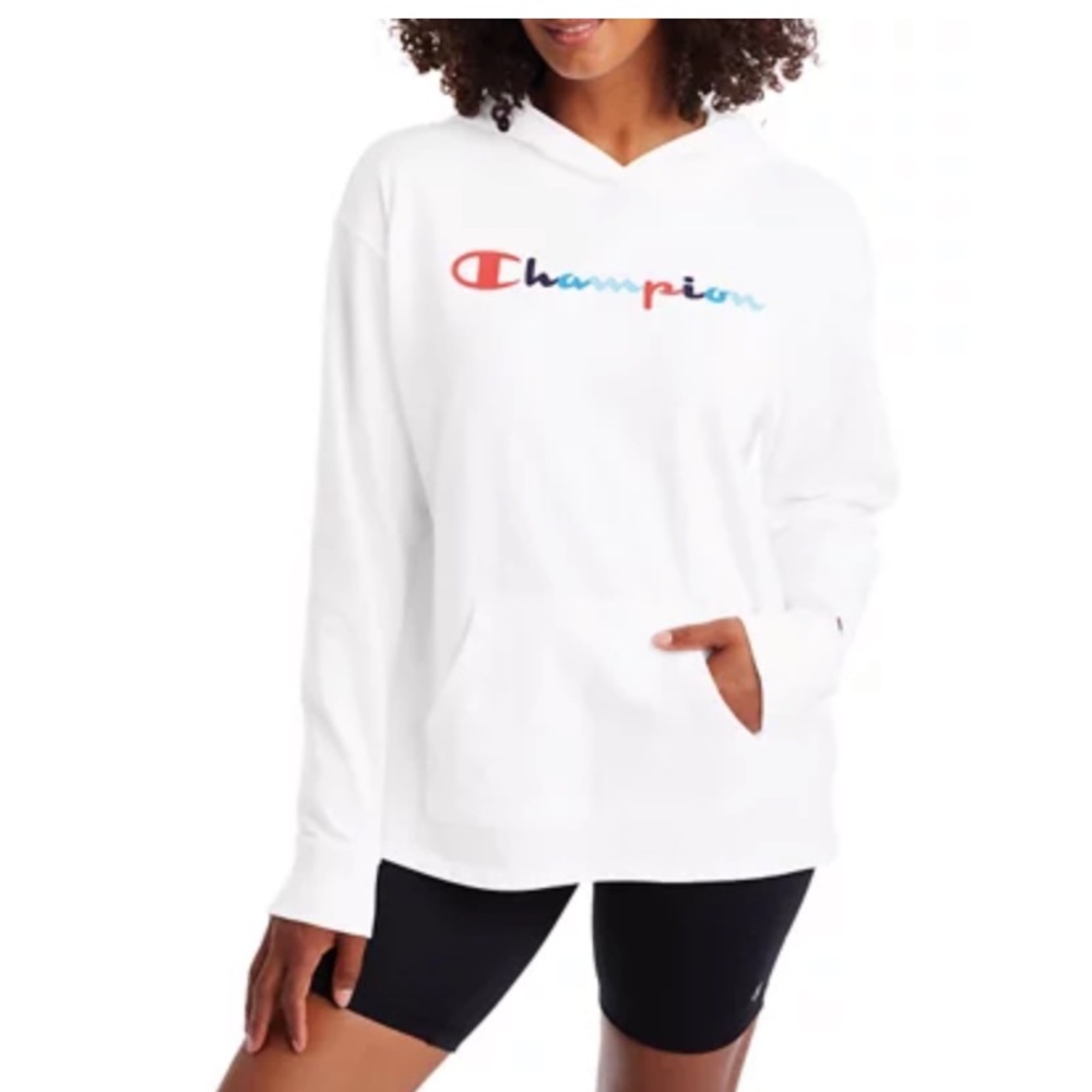 Champion Women’s White Pullover Multicolor Logi Hoodie - Picture 1 of 4